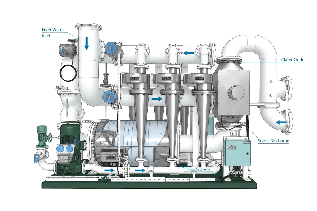Compact vertically oriented hydrocyclone module reference image