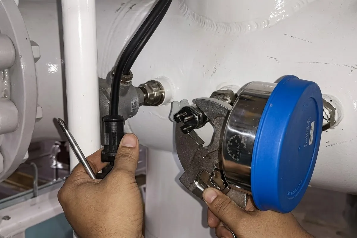 BSKY pressure transmitter installed on BWMS piping for flow and safety monitoring